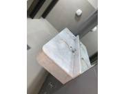 LAVATORIO PARA BAÑO EN MARMOL BLANCO CON DOBLE BACHA EMBUTIBLE FABRICACION A MEDIDA