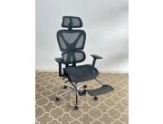 SILLA GAMER CHAIR CON POSAPIES NEGRO