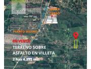 TERRENO PARA INDUSTRIA O LOGÍSTICA 2 HAS 4.392 M2 SOBRE ASFALTO VILLETA ZONA PUERTO SEGURO