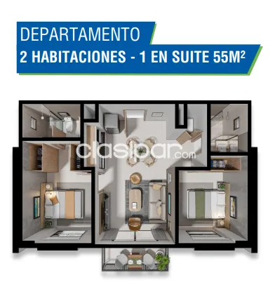 En venta departamento de 2 dormitorios en pozo - Luque zona CIT — foto 2