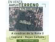 Vendo amplio terreno de 3.256 m2 en Capiatá Ruta 2 a cuadras del Colegio Militar