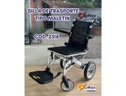 Silla de ruedas plegable tipo maletin para traslado.
