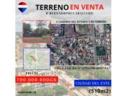 TERRNO 510M2- VENTA- CIUDAD DEL ESTE, CERCA DEL ESTADIO 3 DE FEBRERO ANTONIO ARANDA