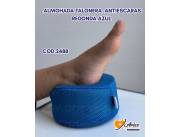 Almohada talonera antiescaras redonda azul