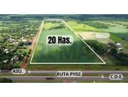 Vendo 20 hectáreas sobre Ruta Py 02 Minga Guazu - Alto Paraná