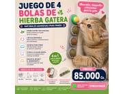 🐱🌿 Juego de 4 Bolas de Hierba Gatera