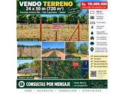 VENDO TERRENO Superficie 720 m2 – 24 x 30 m – ACOSTA ÑU – YPANÉ